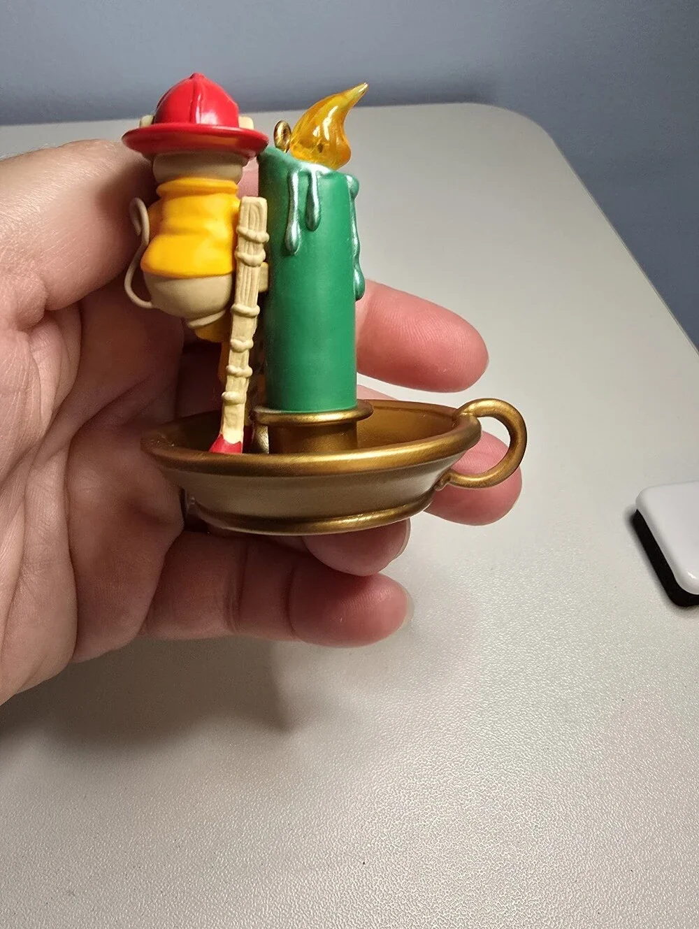 Vintage 1999 Hallmark Flame-Fighting Friends Firefighter Mice on Candle Ornament